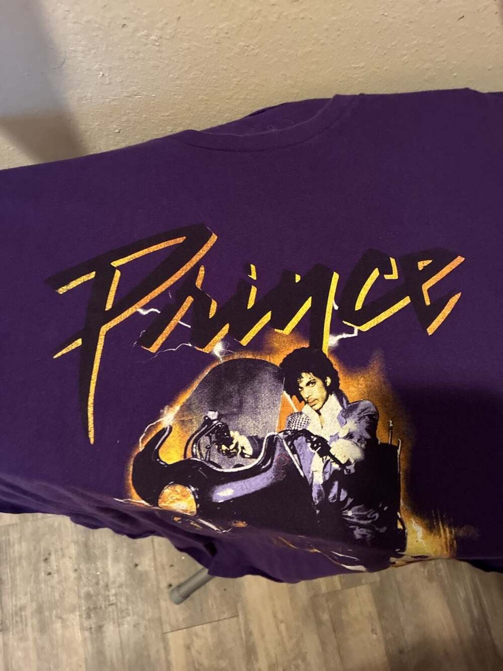 Prince Purple Rain Graphic T-Shirt Featuring Prince on Motorcycle